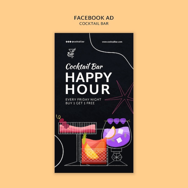 PSD happy hour viering facebook sjabloon