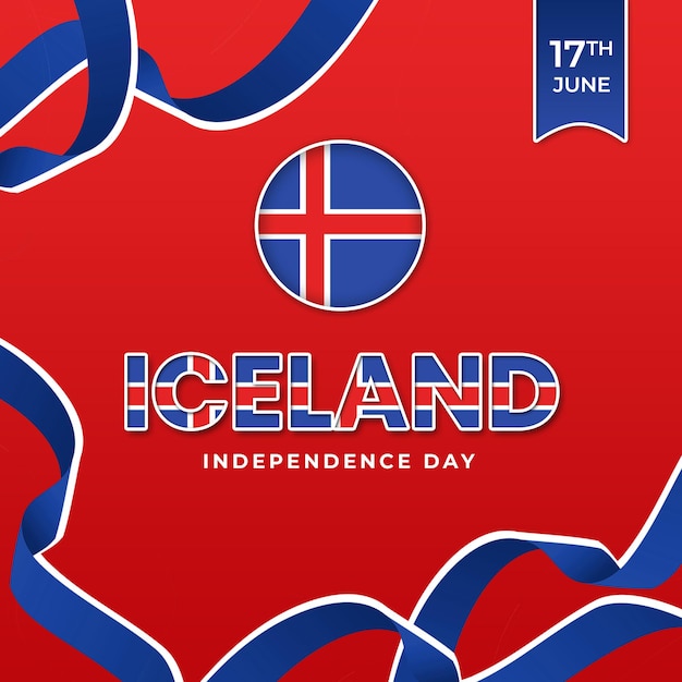 PSD happy iceland independence day social media post banner template file format psd