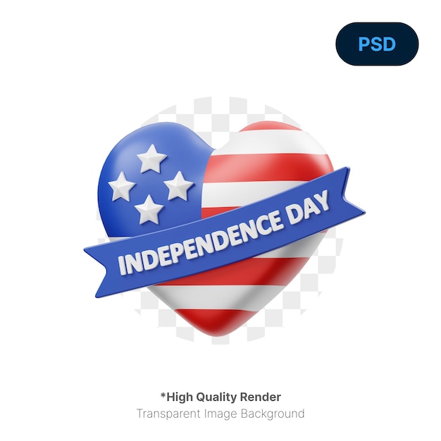 PSD happy independence day 3d icon premium psd