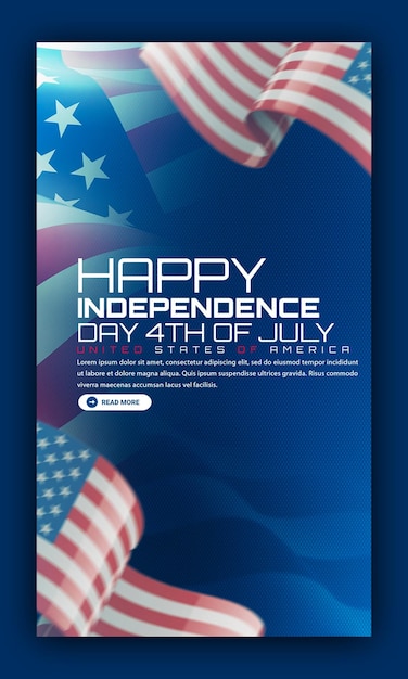 Happy Independence Day 4th of July Insta FB Story Design Free PSD