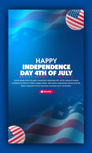 Happy Independence Day 4th of July Insta FB Story Design Free PSD