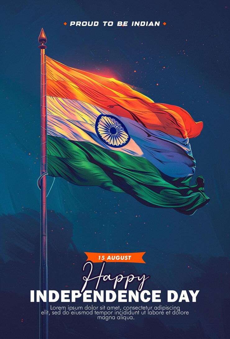 PSD happy independence day concept and 15th august indian independence day social media poster template