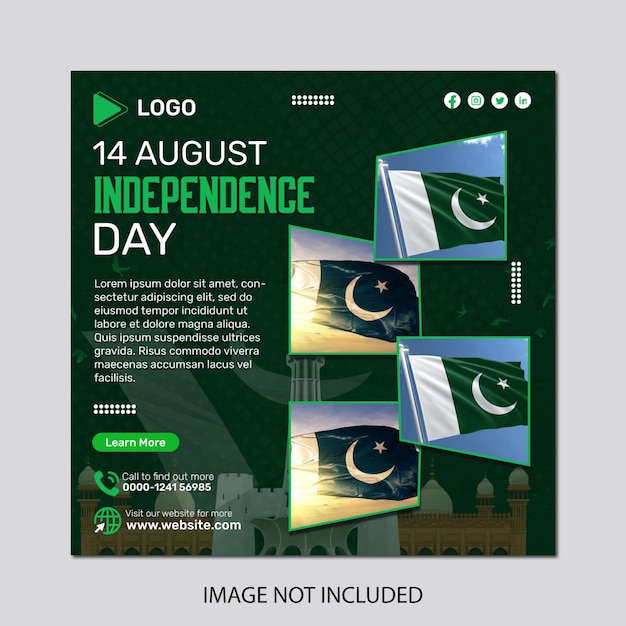 PSD happy independence day instagram and facebook banner poster template design