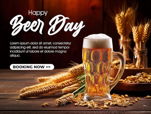 PSD happy international beer day poster