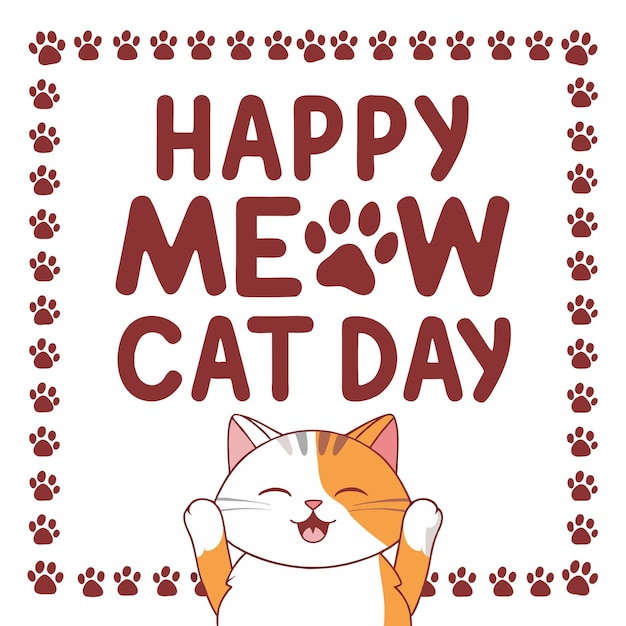Happy International Cat Day Isolate Vector Design_Best For Your Lovely T Shirt