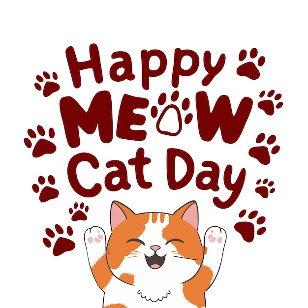 Happy International Cat Day Isolate Vector Design_Best For Your Lovely T Shirt