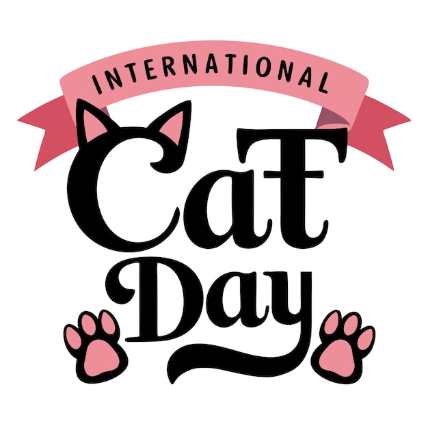 Happy International Cat Day Isolate Vector Design_Best For Your Lovely T Shirt