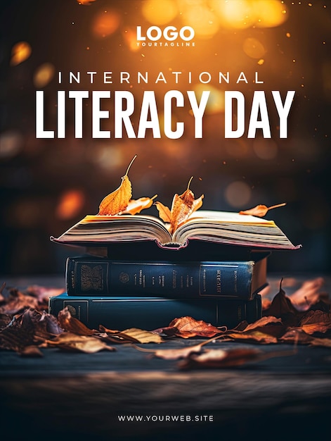 PSD happy international literacy day 소셜 미디어 게시물 포스터 디자인