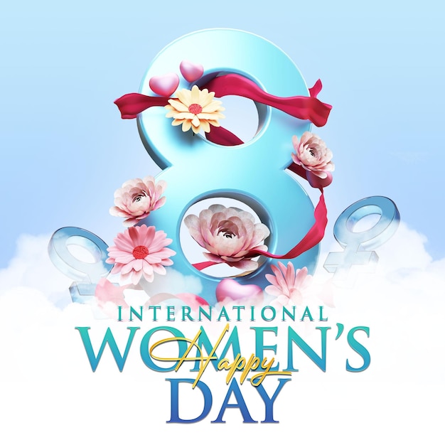 Happy international womens day flyer en social media post-sjabloon