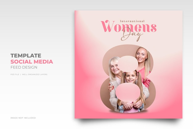 PSD happy international womens day march 8 instagram social media post template