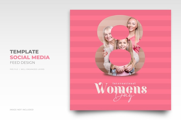 PSD happy international womens day march 8 instagram social media post template
