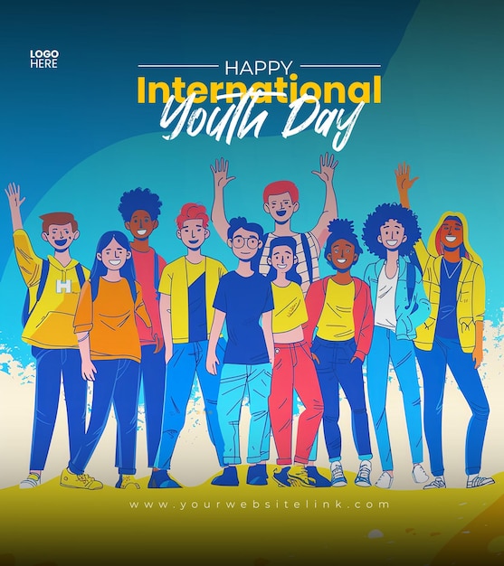 happy international youth day social media and instagram banner post design template