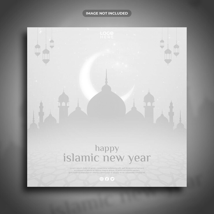 PSD happy islamic new year social media post template design