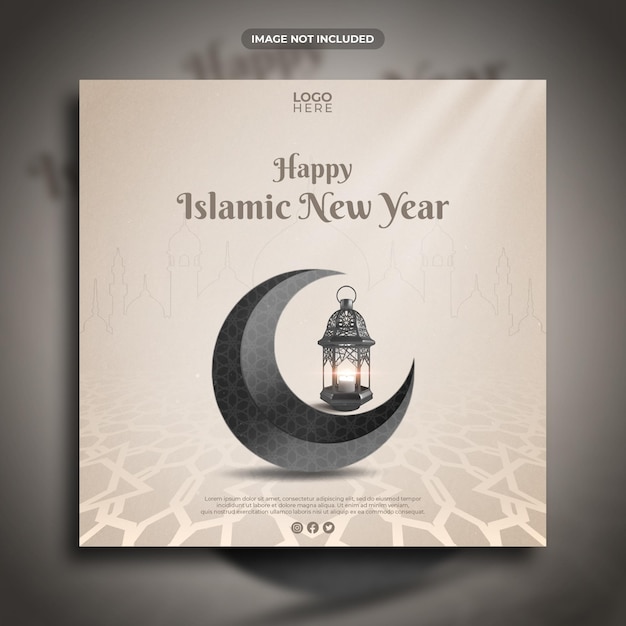 Felice anno nuovo islamico design del modello di post sui social media