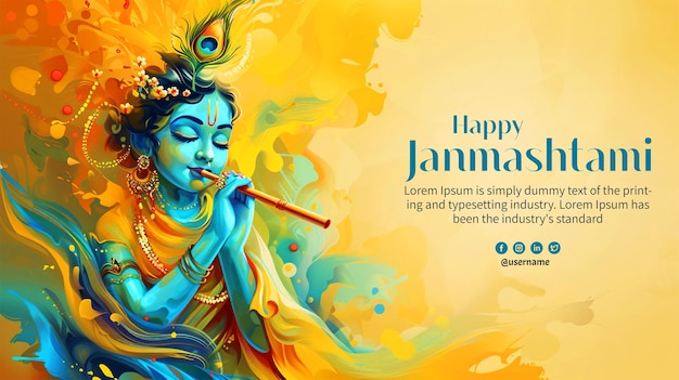 PSD happy janmashtami background and banner design