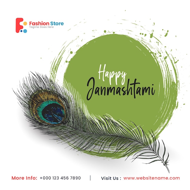 PSD happy janmashtami celebration social media post flyer banner poster.