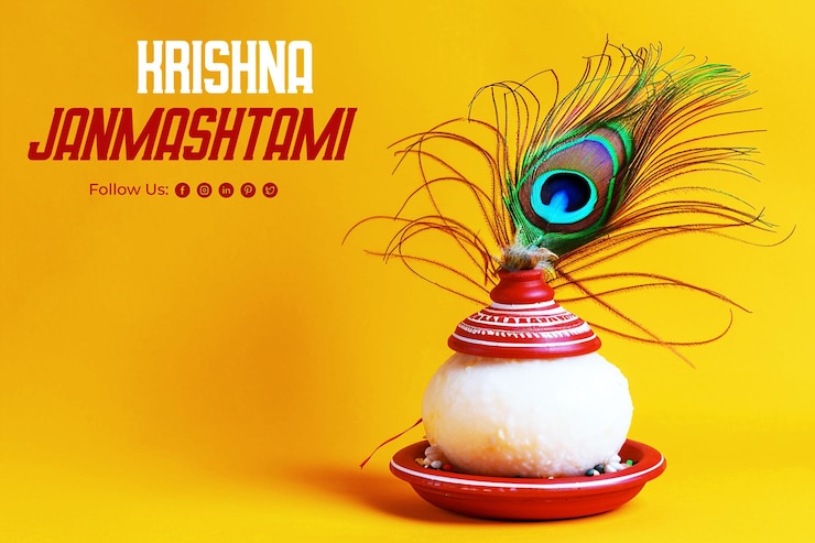 PSD 祝賀janmashtami節的海報模板設計用dahi handi