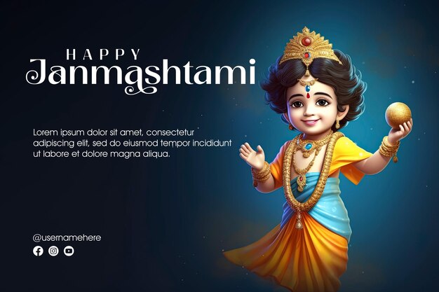 PSD happy janmashtami social media post or banner