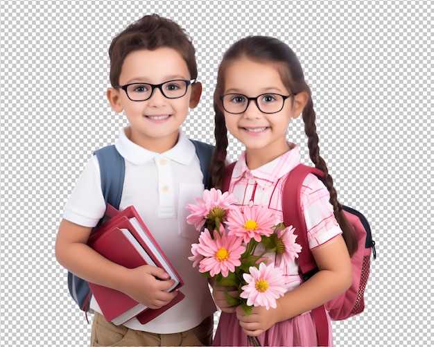 Happy and joyful children on transparent background