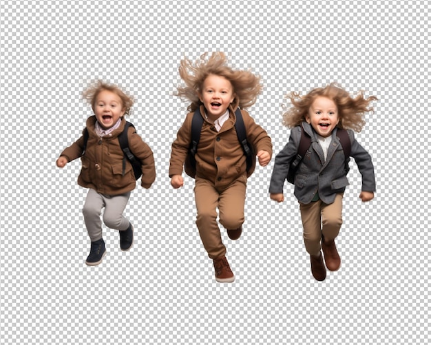 PSD happy and joyful children on transparent background