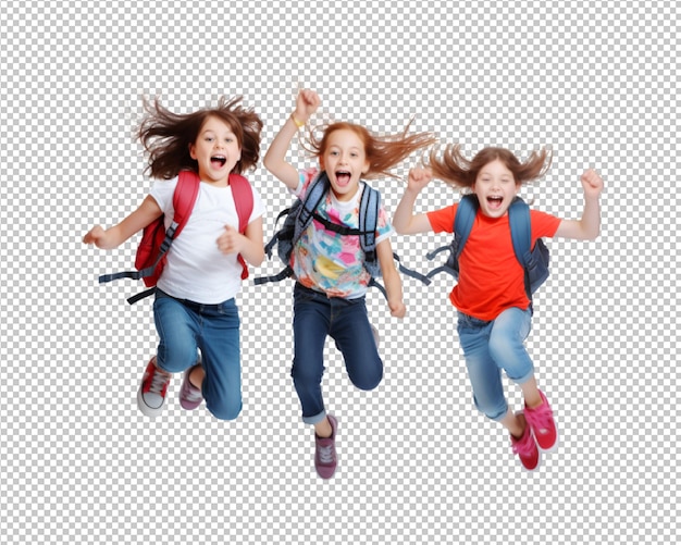 Happy and joyful children on transparent background