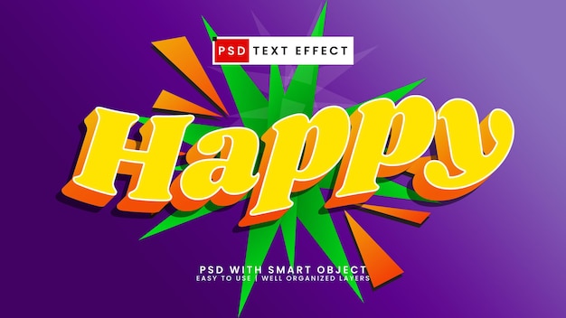 PSD happy joys kind 3d bewerkbare teksteffect sjabloonstijl