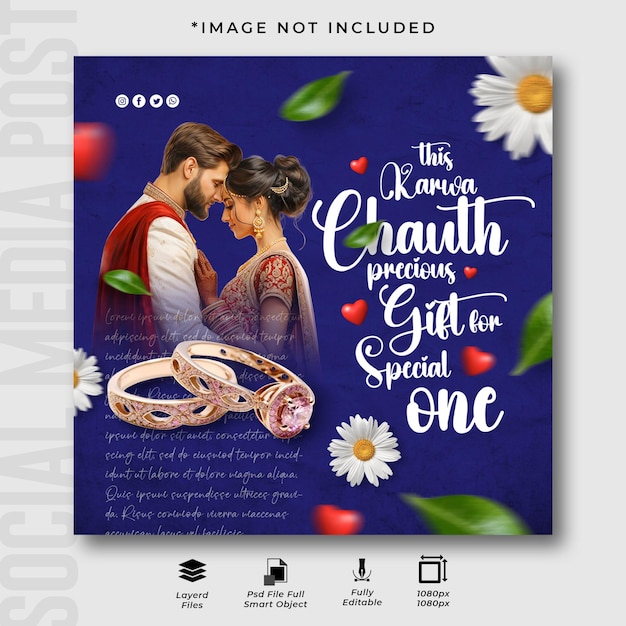 Happy karwa chauth gift social media instagram post design template