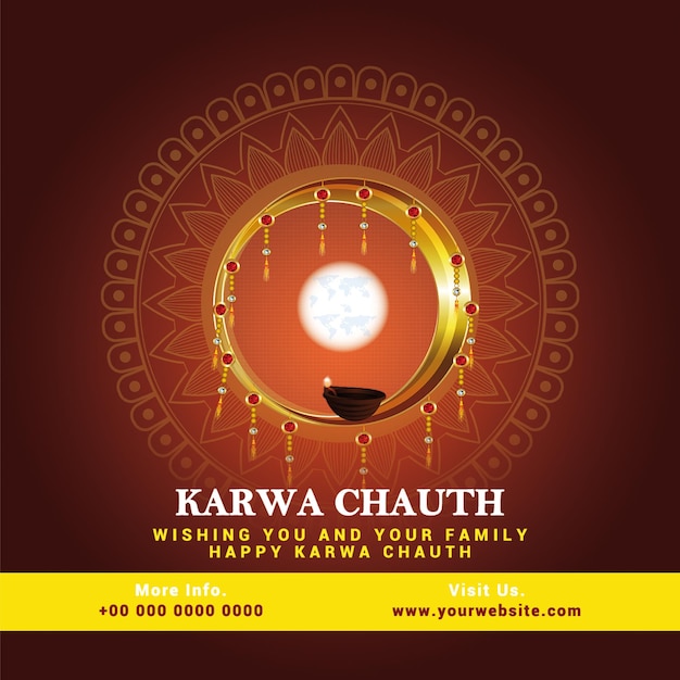 PSD happy karwa chauth invitation template