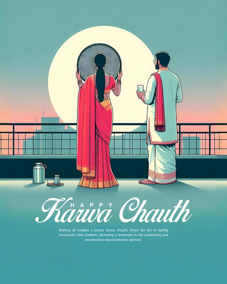 PSD happy karwa chauth and karva chauth for married women fasting social media post banner