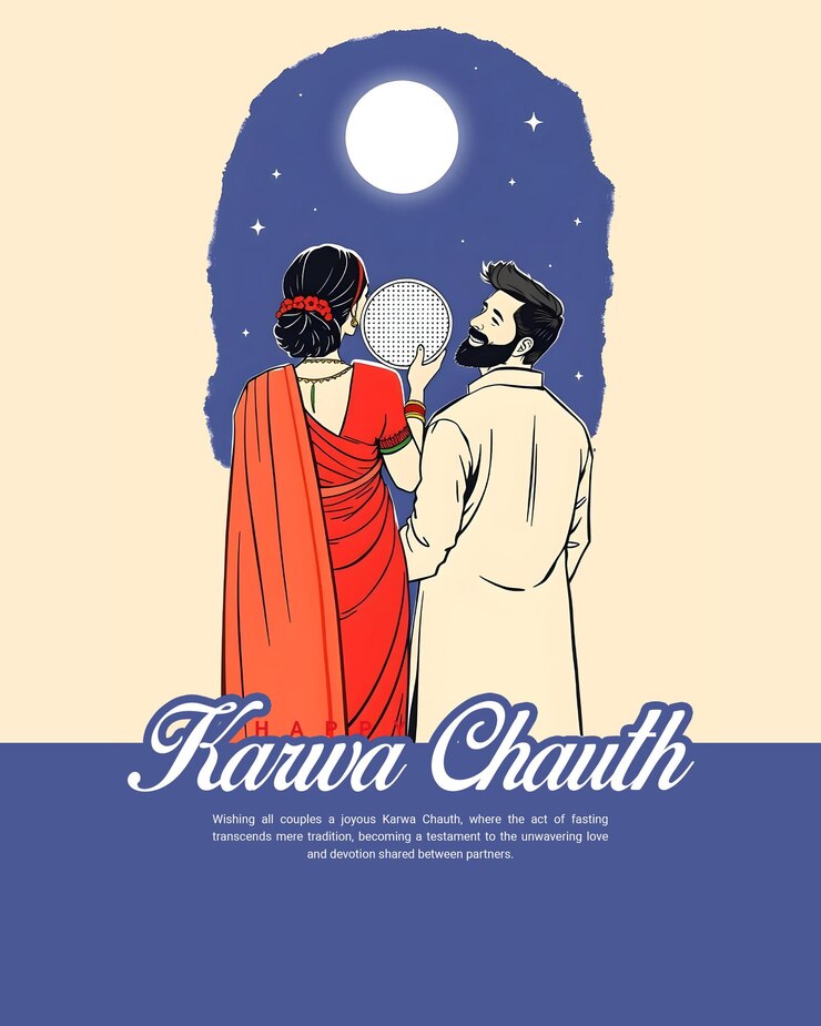 PSD happy karwa chauth and karva chauth for married women fasting social media post banner