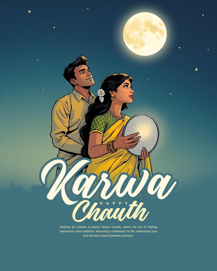 PSD happy karwa chauth and karva chauth for married women fasting social media post banner