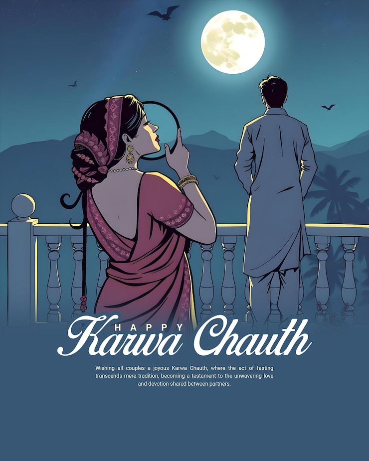 PSD happy karwa chauth and karva chauth for married women fasting social media post banner