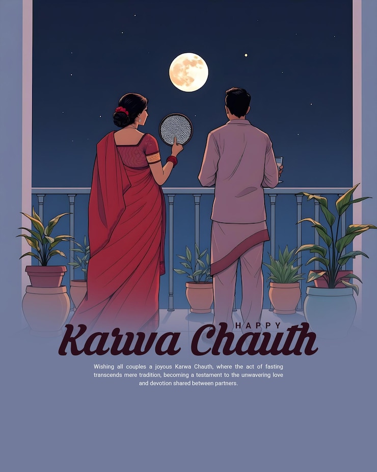 PSD happy karwa chauth and karva chauth for married women fasting social media post banner