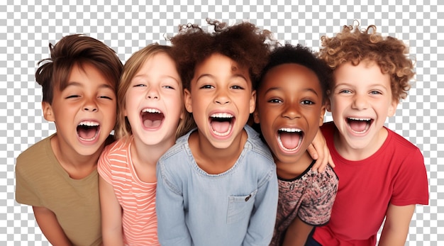 PSD happy kids having fun isolated on transparent background