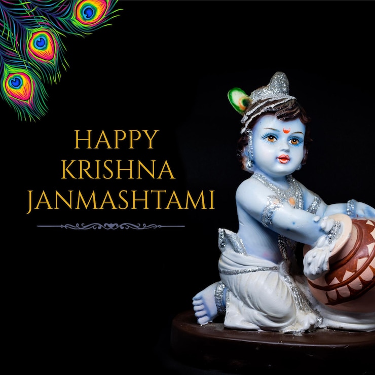 PSD 祝你吉祥的krishna janmashtami instagram 帖子