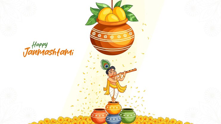 PSD happy krishna janmashtami lord krishna in happy janmashtami festival of india