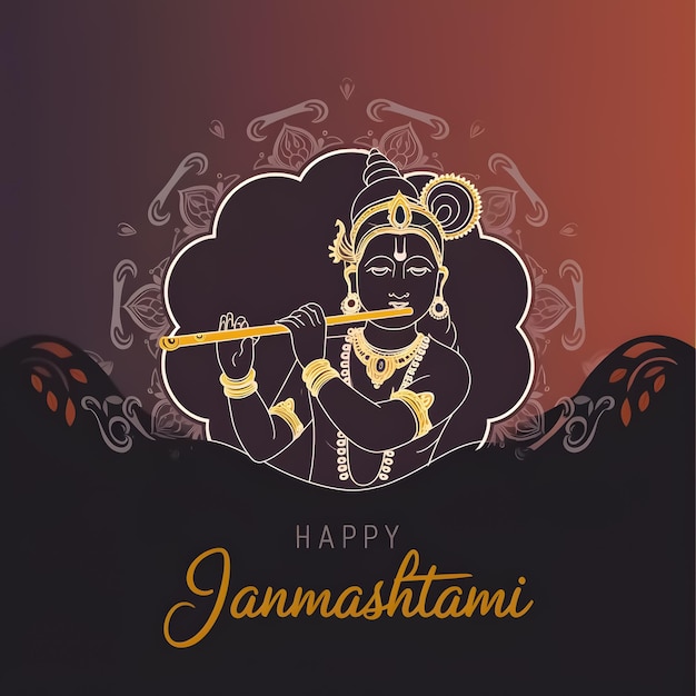 happy krishna janmashtami social media poster