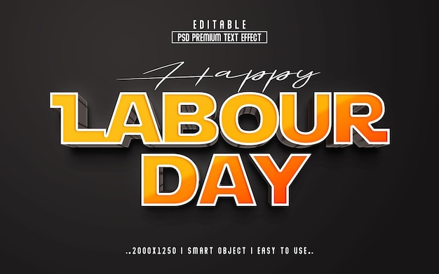 PSD happy labor day 3d effect style