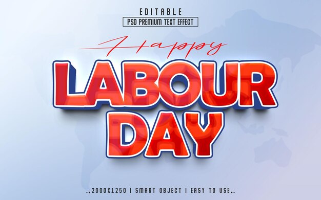 PSD happy labor day 3d effect style