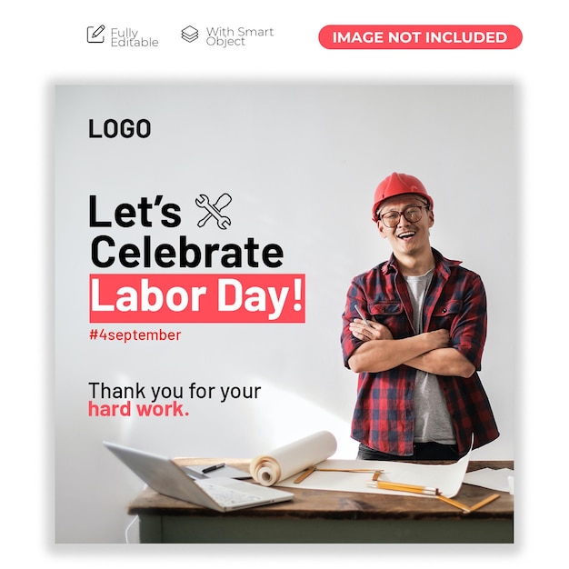 PSD happy labor day instagram post design