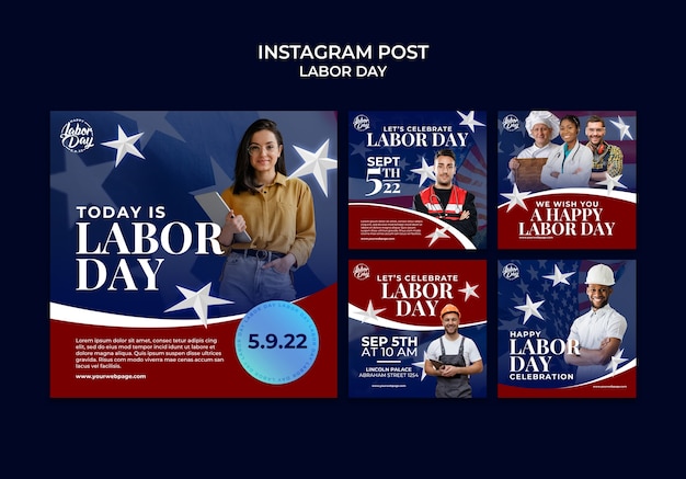 PSD happy labor day instagram post template