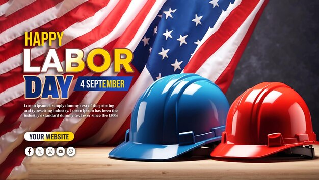 PSD happy labor day social media banner