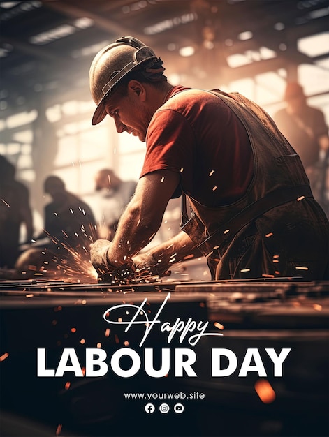 Happy labour day social media post poster design