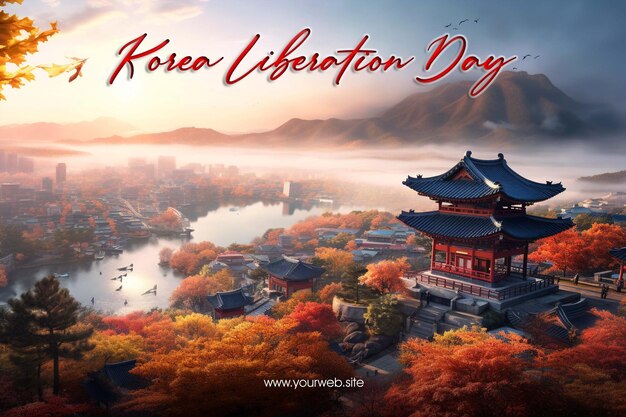 PSD happy liberation day korean greeting poster