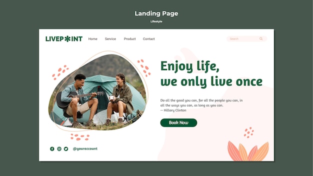 PSD happy lifestyle landing page design template