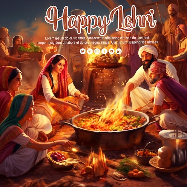 Happy lohri festival achtergrond psd