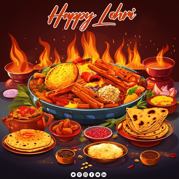 Happy lohri festival background psd