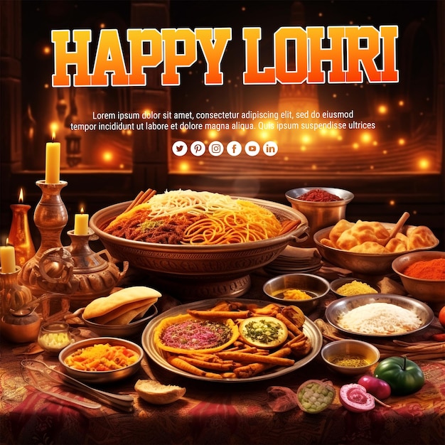 PSD happy lohri festival background psd