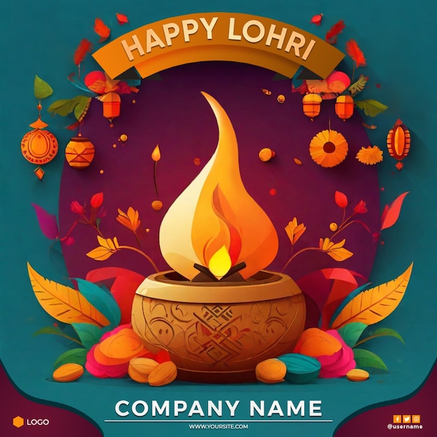 PSD happy lohri festival celebration template design