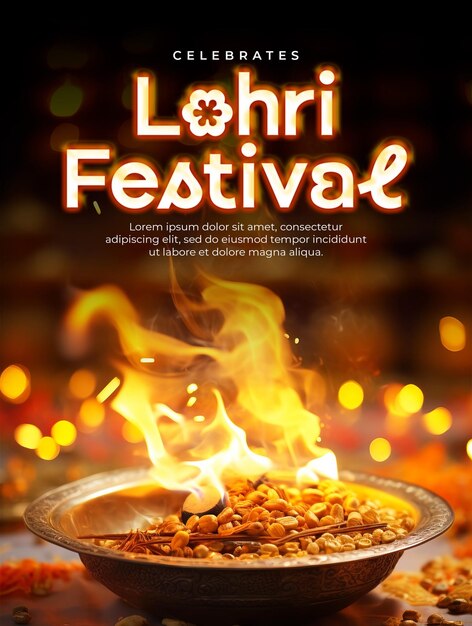 PSD happy lohri festival poster template and media social post